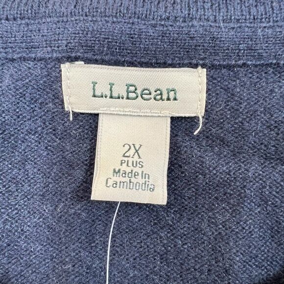 L.L. Bean NWT Women's Classic 100% Cashmere Crewneck Sweater True Navy Size 2X - Picture 7 of 8